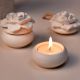 2 Pieces Modern White Flower Ceramic Tea Light Holder for DÃ©cor